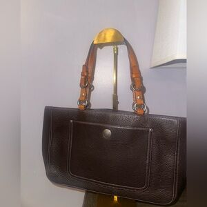 Coach women’s Chelsea 10135 brown pebbled leather double handled lined tote bag